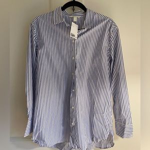H&M NWT Button Up Striped Poplin Shirt 100% Cotton